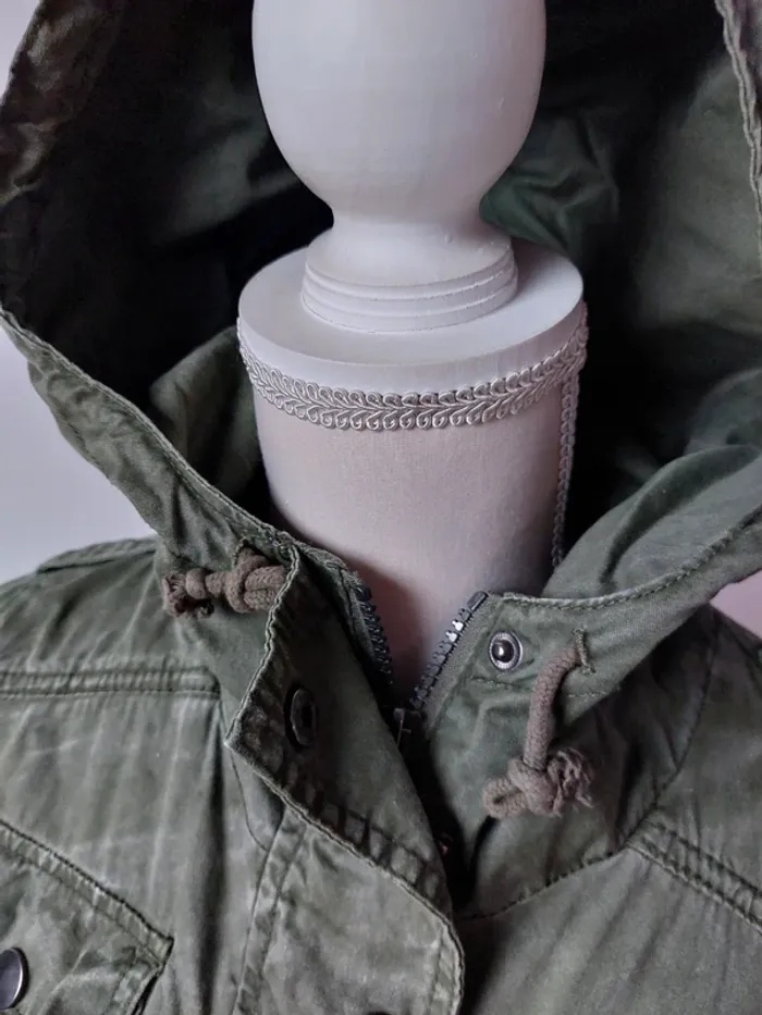 Parka non doublée kaki en coton - photo numéro 9