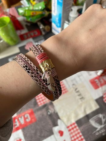 Bracelet aimanté double range rose