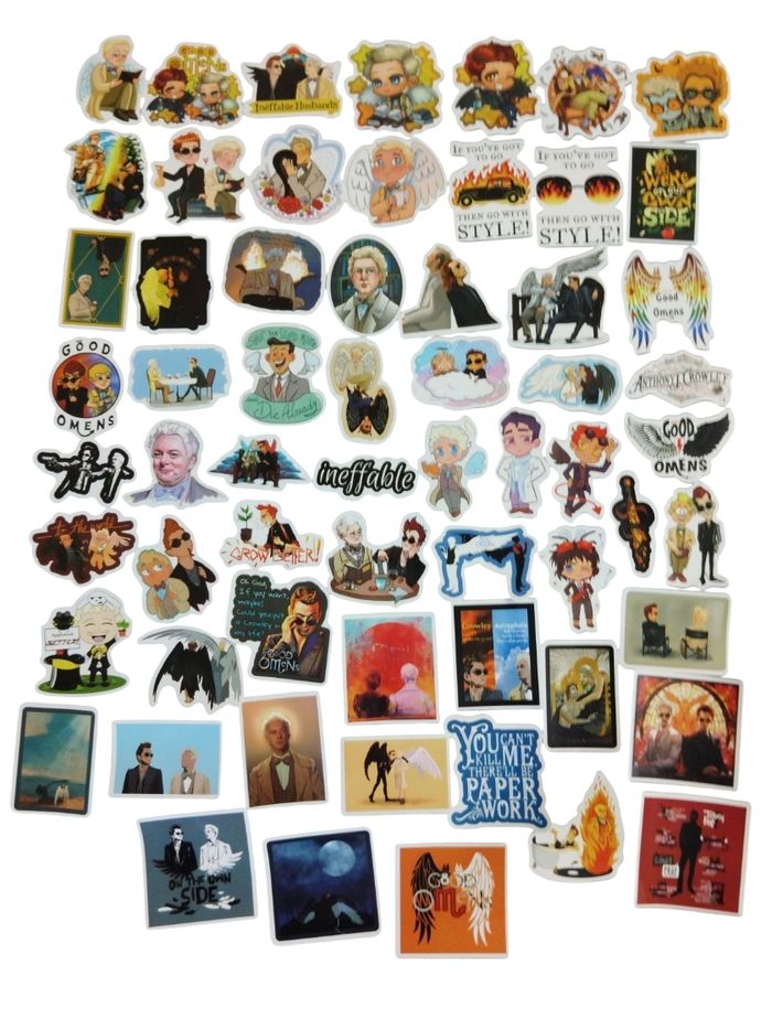 Set 62 stickers autocollants Good Omens