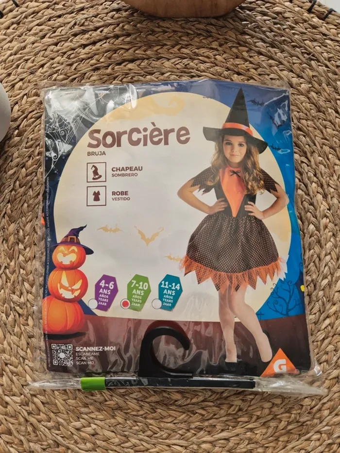 Deguisement sorcière avec chapeau 7-10 ans - photo numéro 2