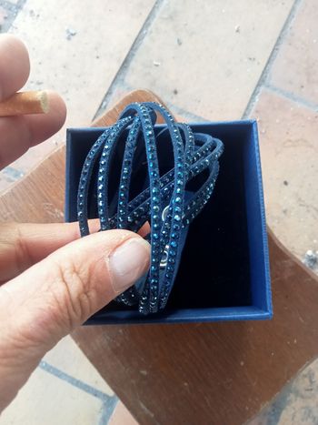 Bracelet Swarovski en cuir bleu