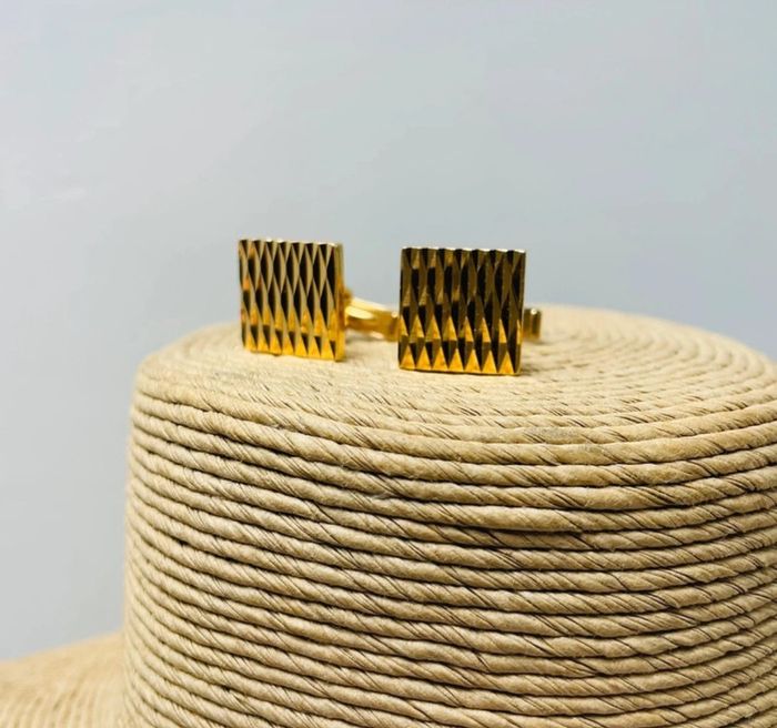 🔥 Paire Boutons de manchettes chic. Plaqué or. - photo numéro 4