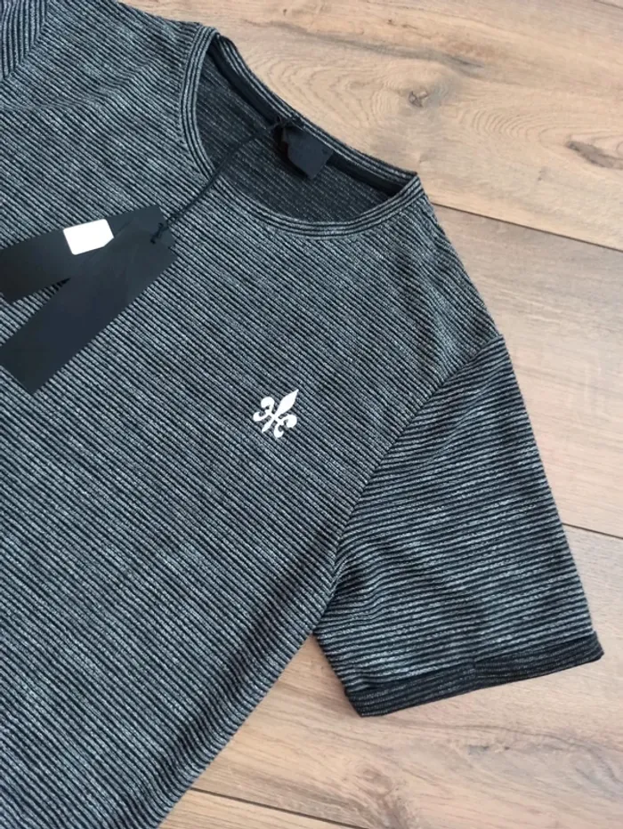 T-shirt homme noir/gris arrondie uniplay L - photo numéro 4