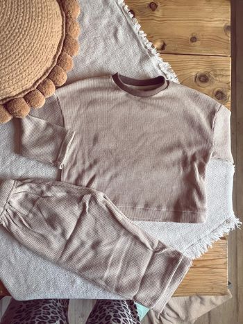 Ensemble gamin gamine gaufré mixte unisex beige 3