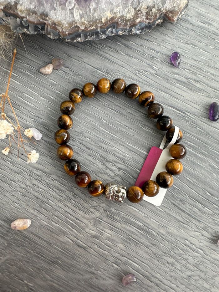 Bracelet en œil de tigre véritable d’Australie et Buddha – Pierre naturelle - photo numéro 2