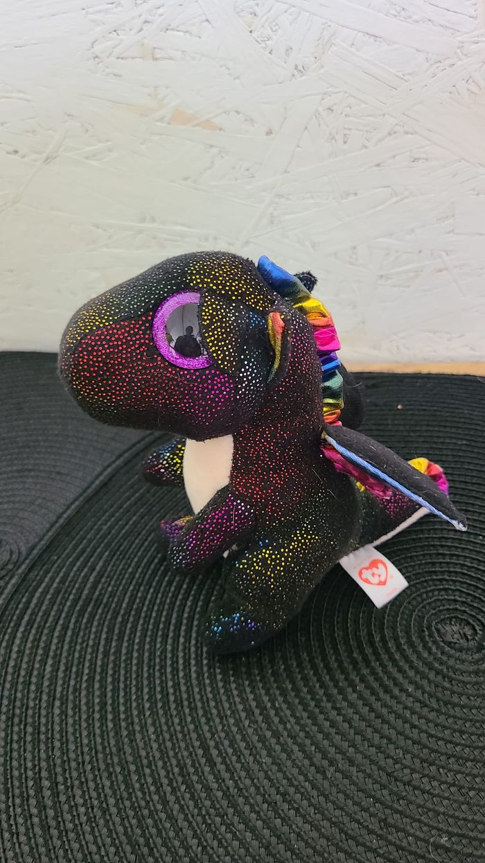 doudou Ty Beanie Boo's Dragon Noir arc-en-ciel Anora