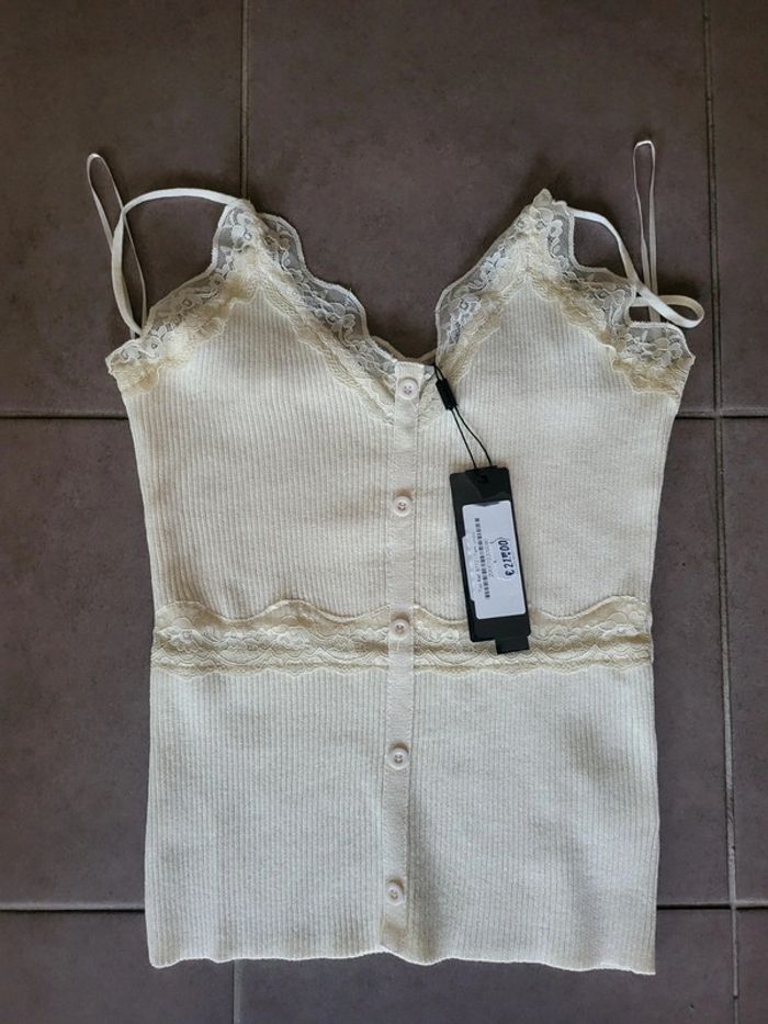 Haut ajusté confectionné en tissu de coton majoritaire et fibres élastiques mélangées Taille unique - photo numéro 2