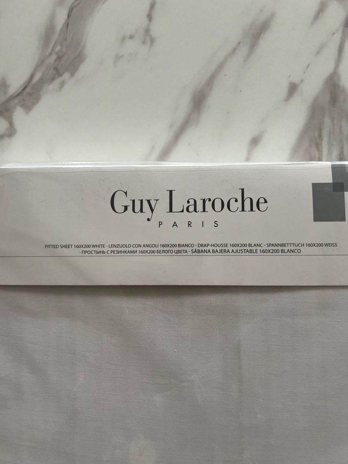 Drap housse Guy Laroche blanc 160x200 cm en coton neuf avec étiquett - photo numéro 5