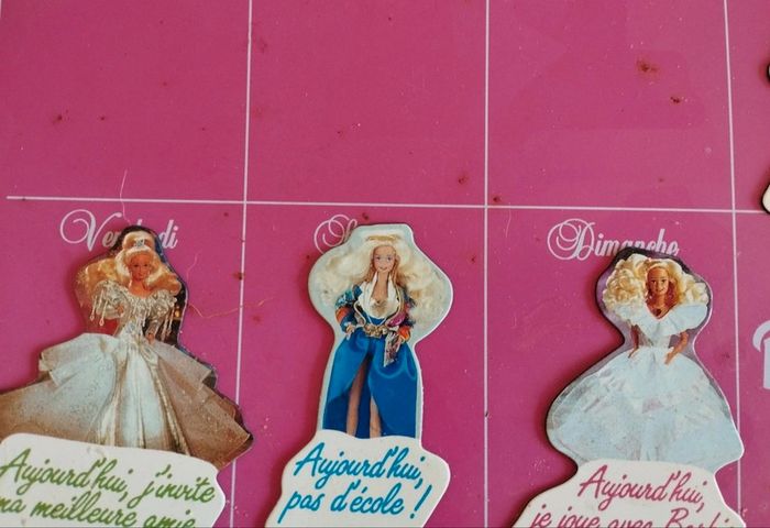 Lot planning et magnets hebdomadaire Barbie Mattel rétro année 80 vintage - photo numéro 4