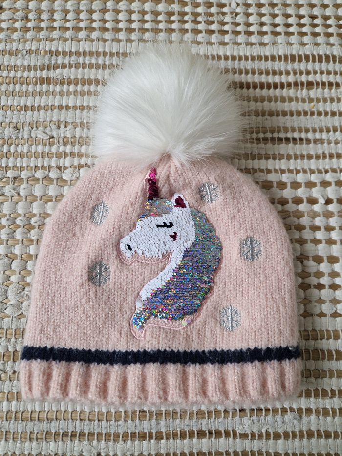 Bonnet enfant licorne rose avec pompon 🦄 - photo numéro 2