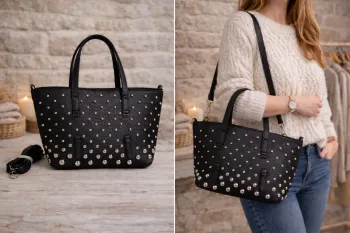 🖤 Sac cabas noir à clous – Grand format – Neuf