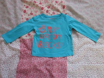 T-Shirt manches longues bleu turquoise 12 mois