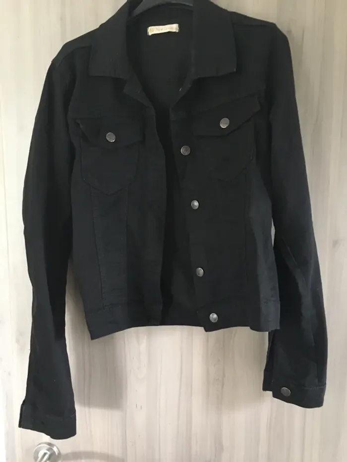 Veste en jean noire courte New Laviva T.38