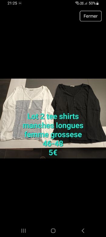 Lot 2 tee shirts femme grossesse 46-48