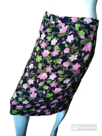 Jupe skirt longue crayon droite fleurs flower vintage rétro printemps été noire rose