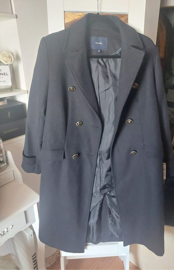 Manteau officier long bleu marine 21% laine T38 Kiabi neuf ⚓️ - photo numéro 2