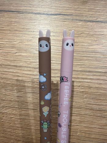 2 stylos labubu encre effaçable