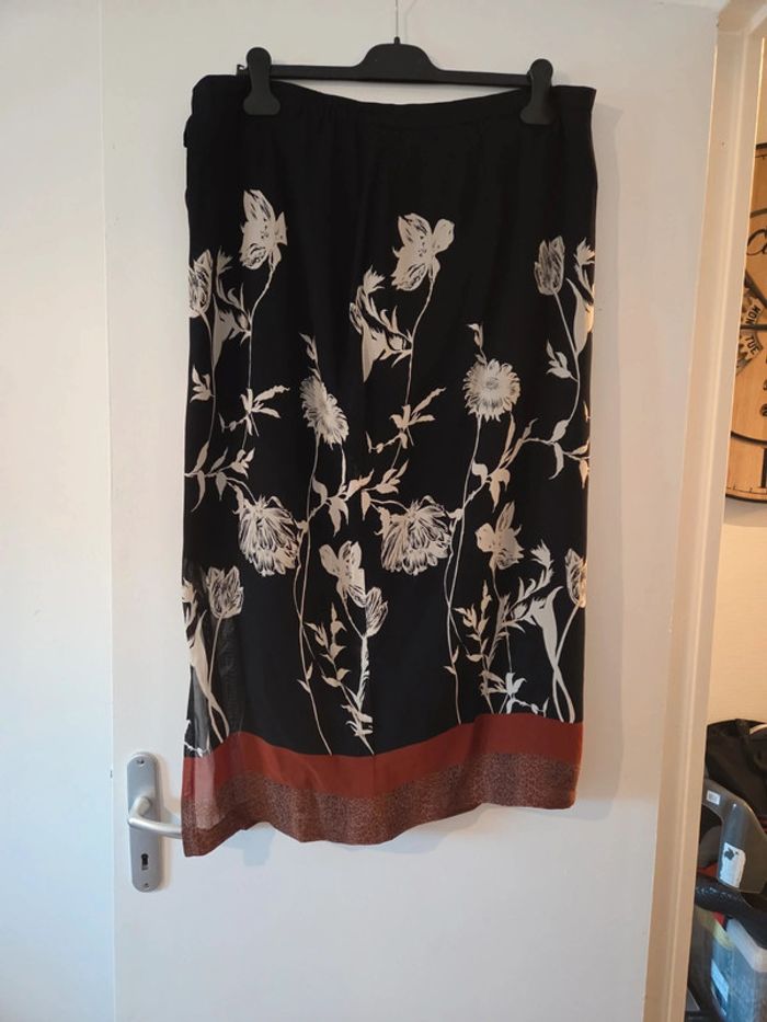 Jupe longue femme grande taille noire motifs fleuris TBE T52 Claude bauer