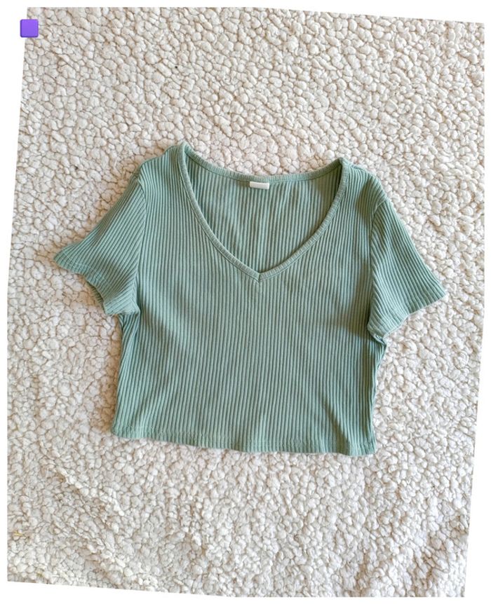 Crop top côtelé vert d’eau mignon cute kawaii crop top