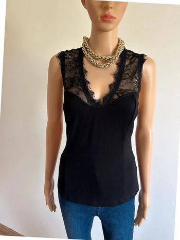 Haut noir sans manches avec dentelle Morgan taille S excellent état