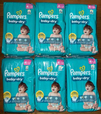 Lot de 6 paquets de couches Pampers taille 4