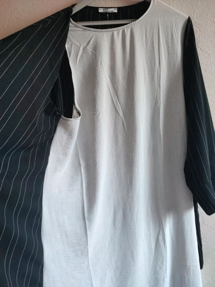 Robe portefeuille longue à rayures noires et blanches – TU - photo numéro 7