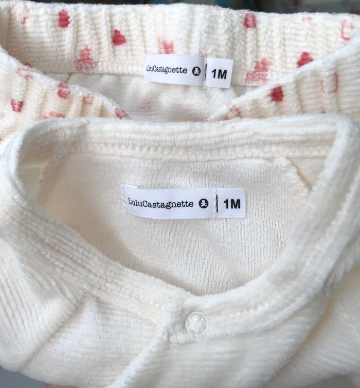 Pyjama 2 pièces en velours Lulu Castagnette 1 mois - photo numéro 3