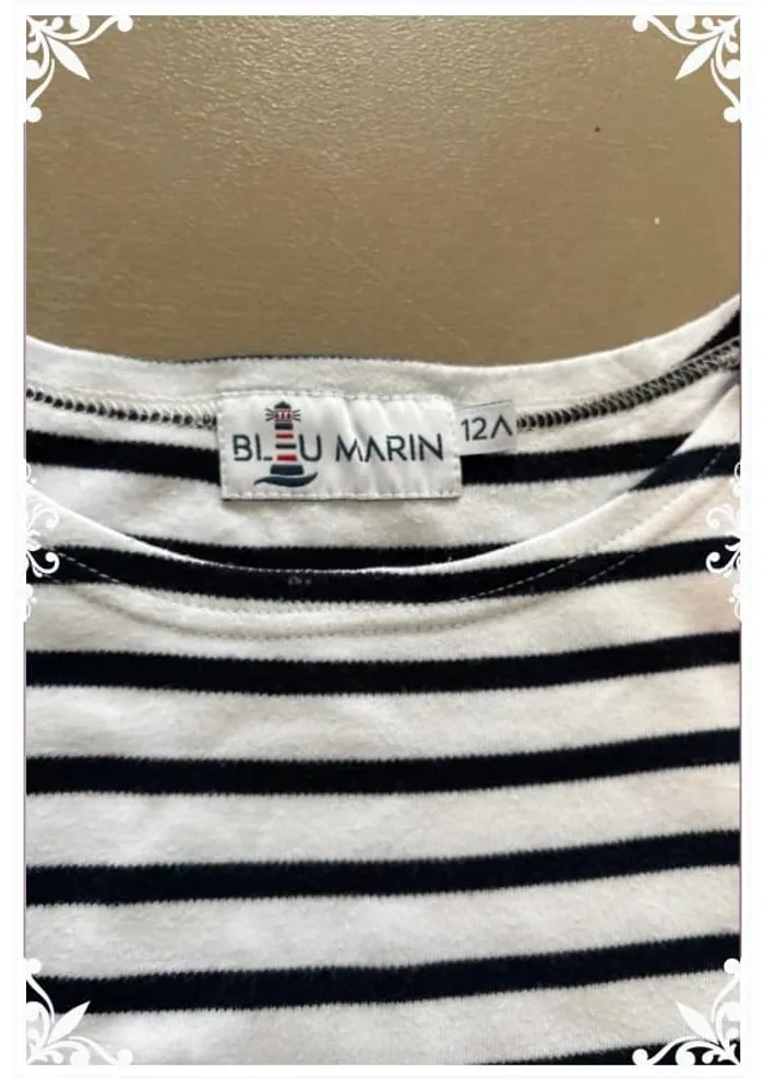 T-shirt à manches longues et rayures bleu marine enfant fille taille 12 ans Bleu Marin - photo numéro 4