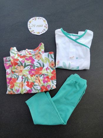 Ensemble 3 pieces bébé fille 24 mois