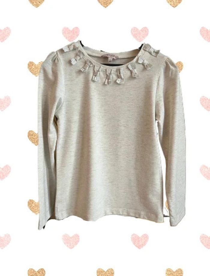 T-shirt manches longues col avec nœuds 8 ans - Lili Gaufrette