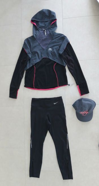 Ensemble de sport (veste+corsaire+casquette) Nike et Kalenji taille 38 TBE