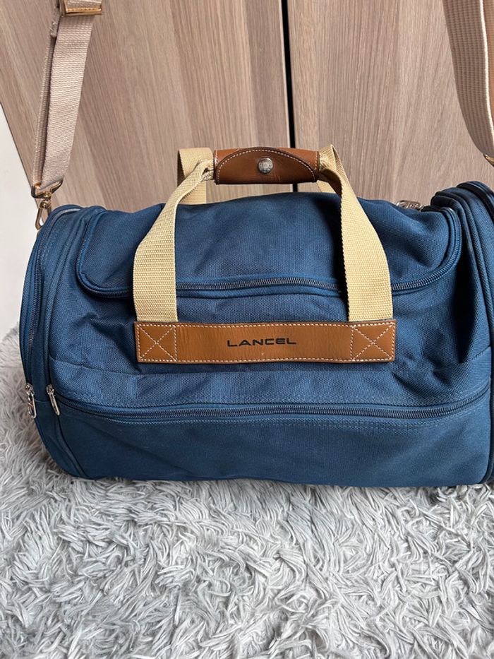 NEUF magnifique sac LANCEL toile et cuir, bleu marine - photo numéro 2