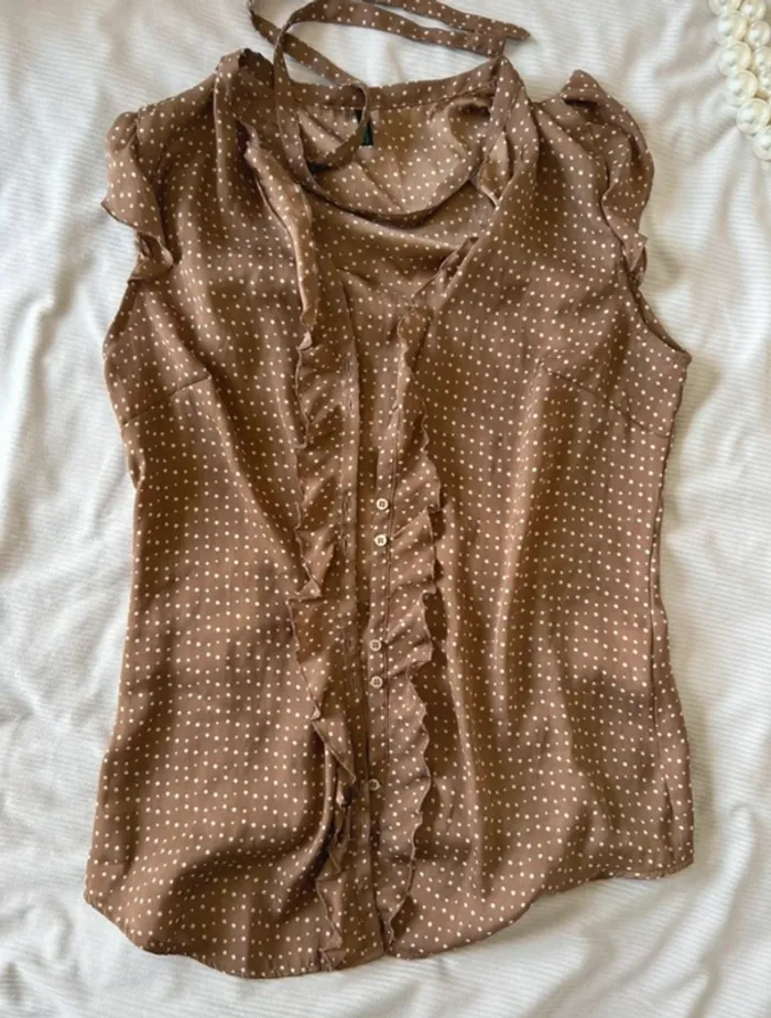 Chemisier effet, satine, marron stile Benetton taille s