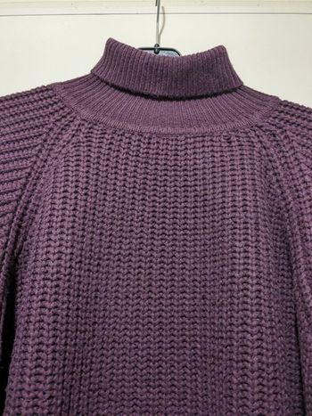 Pull col roulé Vintage violet à grosses mailles.Taille M