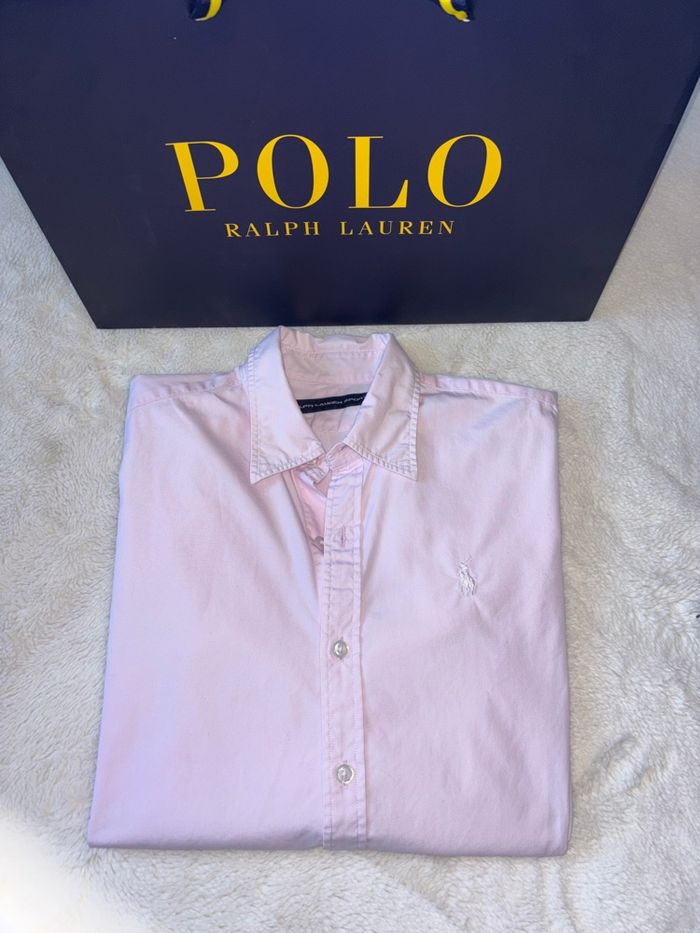 Chemise Neuve Ralph Lauren Rose Pâle Logo Blanc - Taille S/36 - photo numéro 2