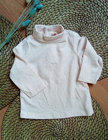 Sous-pull rose à paillettes grises DPAM taille 6 mois