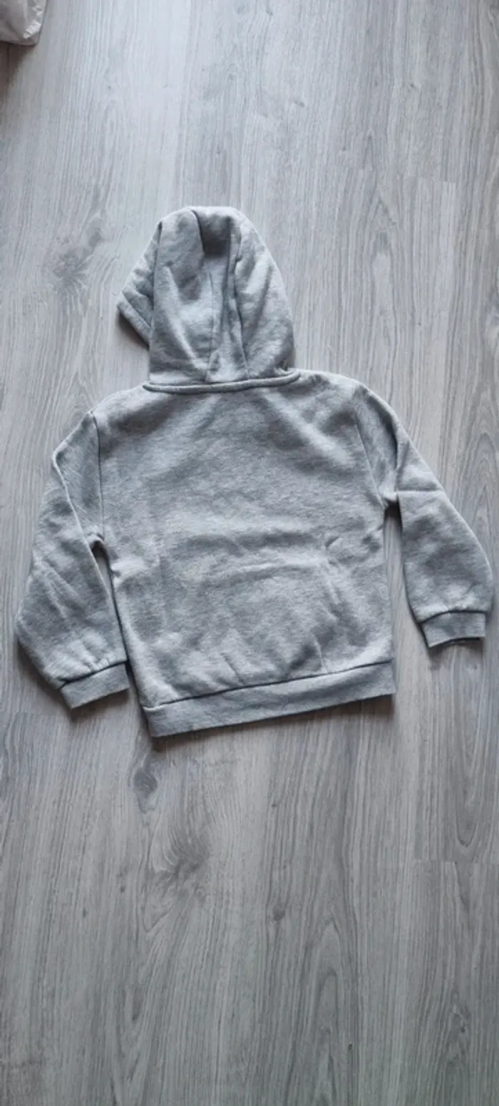 Sweat gris à capuche 6/7ans 120cm - photo numéro 4