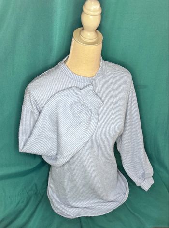 🎀 pull cotelé bleu pilou pilou oversize bleu clair taille 34 xs #bershka