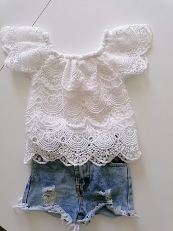 Ensemble fille short et haut en dentelle 12 mois