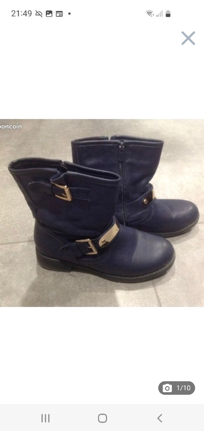Bottines bleu marine talons plats T.37