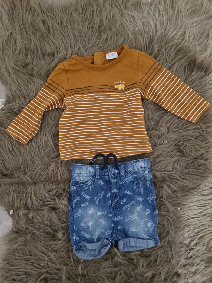 Ensemble short kiabi et tee shirt tao 6 mois