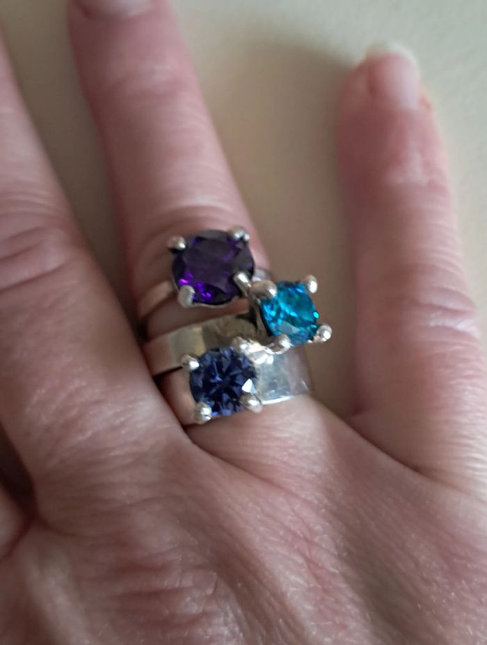 Bague argent solitaire pierre violette - photo numéro 6