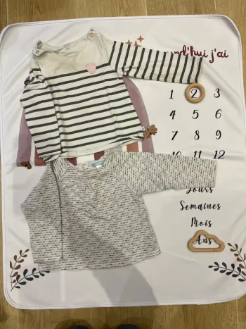 Lot de 2 t-shirts manches longues bébé fille Obaibi – Taille 23 mois / 86 cm