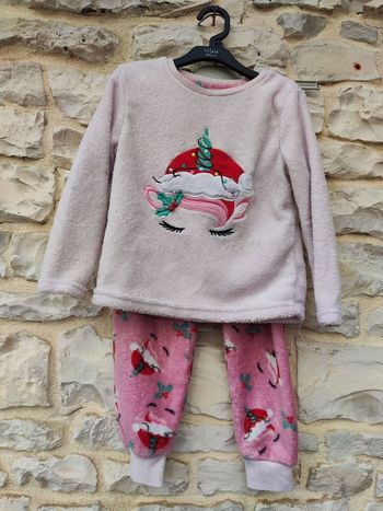 🎄Pyjama fille licorne de Noë 4-5 ans l polaire qui tient chaud🎄envoye aujourd'hui ou demain🎄