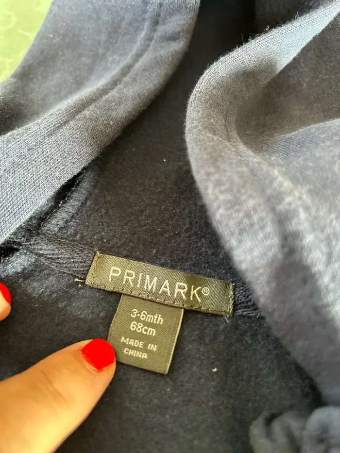 Sweat à capuche bleu marine Primark - 3/6 mois - photo numéro 3
