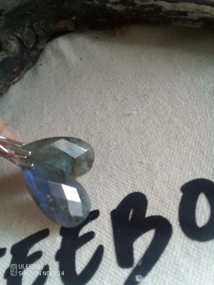 Boucles d'oreilles bohèmes pierres de labradorite à facettes - photo numéro 2