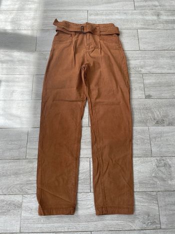 Pantalon marron taille haute avec ceinture – Style casual - taille 34