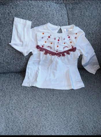 Chemisier t shirt manches longues bohème blanc mes petits cailloux