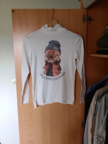 T-shirt manches mixte longues à col roulé 12 ans chat c21