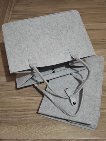 Lot de 2 grands sacs courses pliables en feutre multifonctions pour shopping sorties rangement gris
